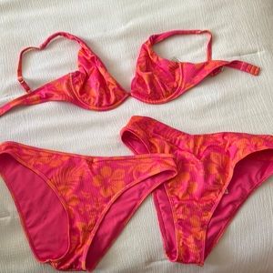 hollister pink and orange floral swimsuit